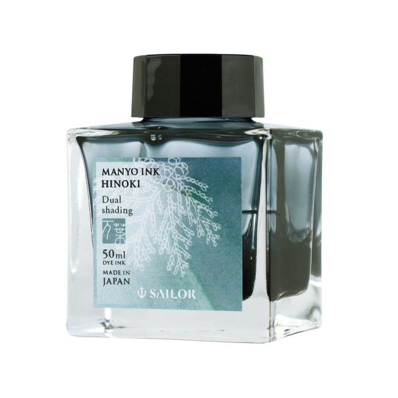 Tintenglas Manyo - Hinoki 50ml dual-shading blaugrau