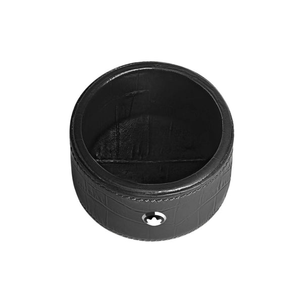 Schreibtischablage rund klein Leder mit Krokoprägung