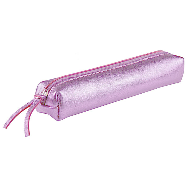 Leder-Mäppchen MIMI mit Reißverschluss metallic pink