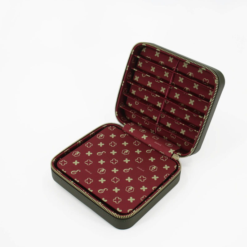 12er Lederetui NOOK Moos Grün/Bordeaux