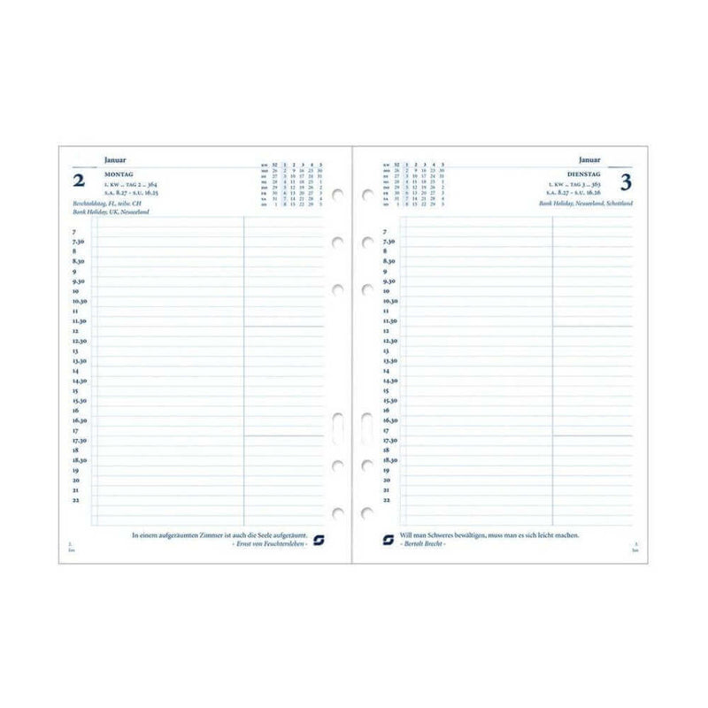 2025 Executive/A5 Kalendereinlage 1 Tag/1 Seite Weiß Deutsch