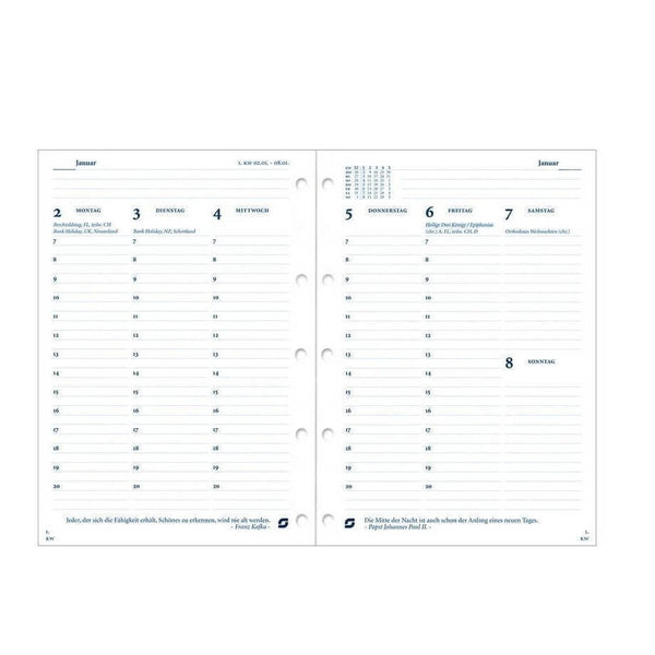 2026 Mini Organizer Jahresbox 1 Woche/2 Seiten Weiß Deutsch